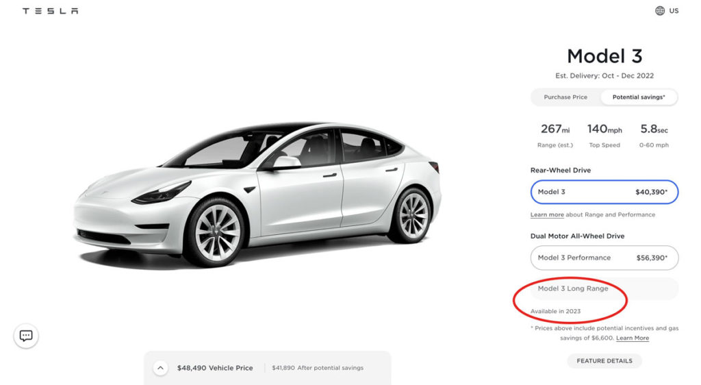 Tesla: Bestellstopp für Model 3 Long Range
