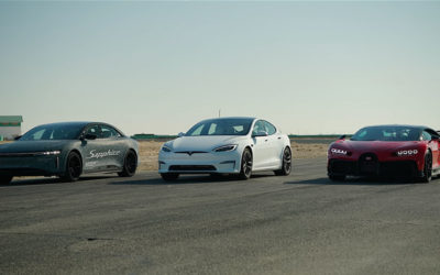Drag Race: Tesla Model S Plaid vs. Lucid Air Sapphire vs. Bugatti