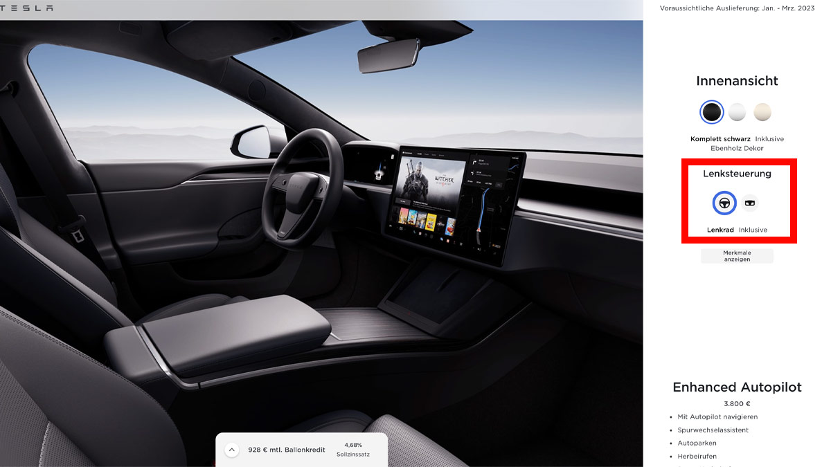 Jetzt doch: Tesla führt für Model S und X normales Lenkrad als Yoke-Alternative ein