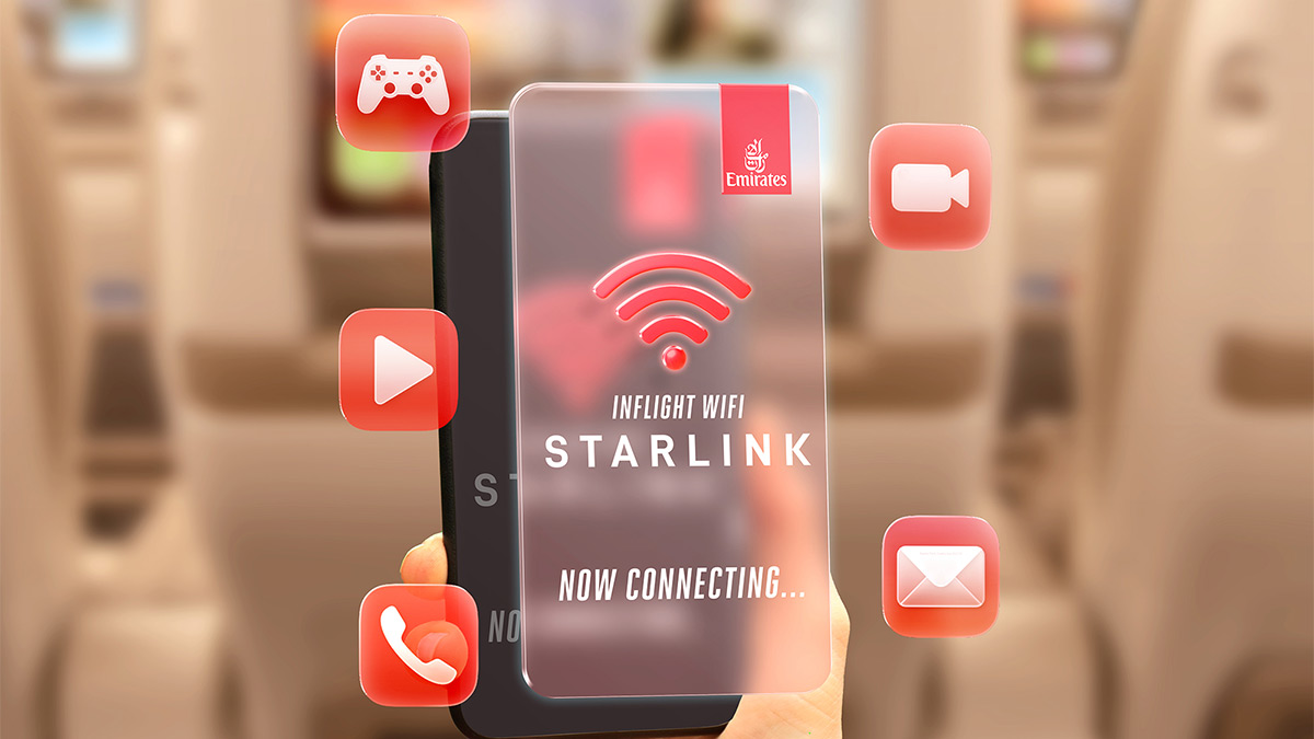 emirates-ab-2026-flotte-starlink-highspeed-wlan Emirates rüstet ab 2026 gesamte Flotte mit Starlink aus: Kostenloses Highspeed-WLAN für alle